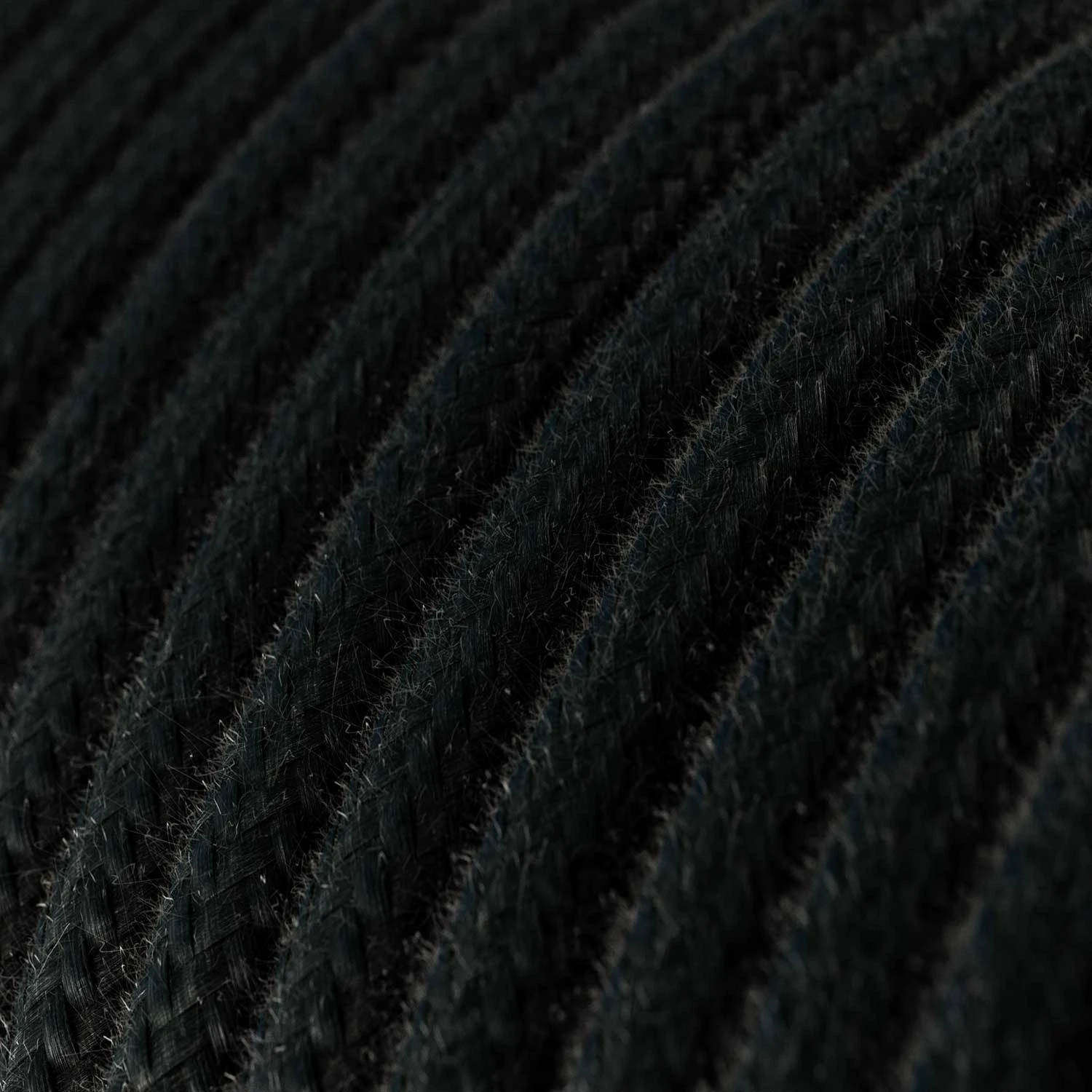 Round Electric Cable covered by Cotton solid color fabric RC04 Black