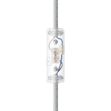 Rewireable cylindrical single pole rocker switch with earth terminal - Transparent