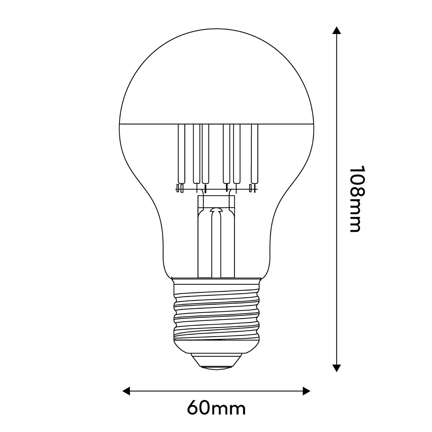 LED Gold Half Sphere Drop Light Bulb A60 7W 650Lm E27 2700K Dimmable - A12