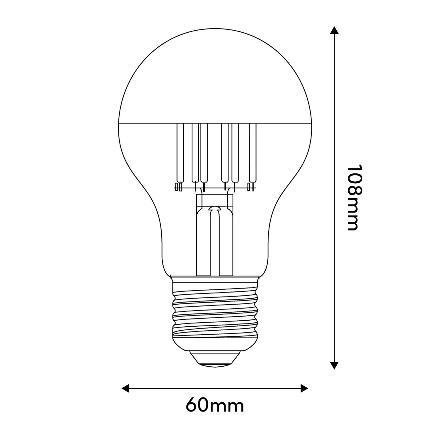 LED Copper Half Sphere Drop Light Bulb A60 7W 650Lm E27 2700K Dimmable - A22