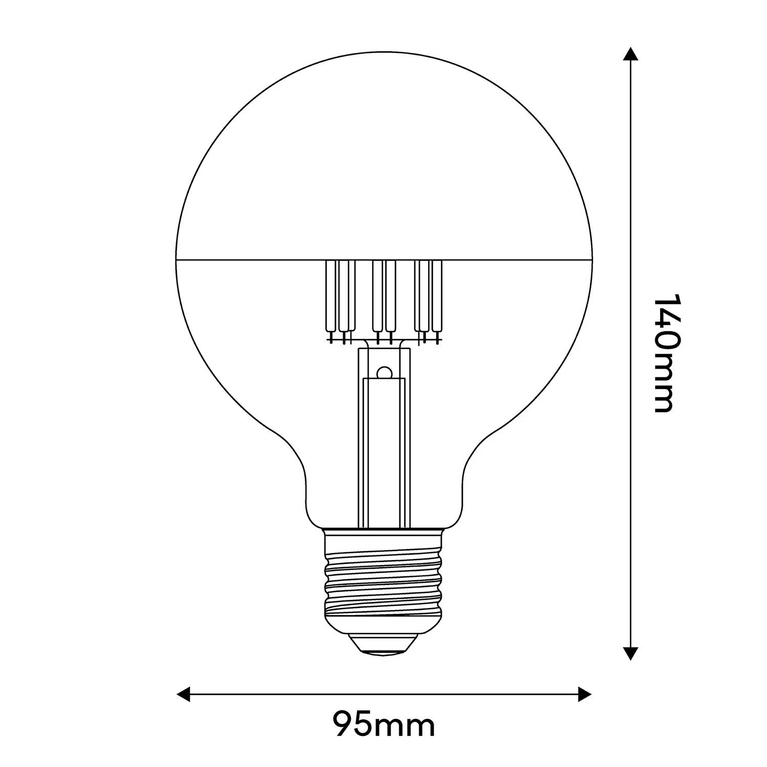 LED Gold Half Sphere Globe Light Bulb G95 7W 650Lm E27 2700K Dimmable - A14