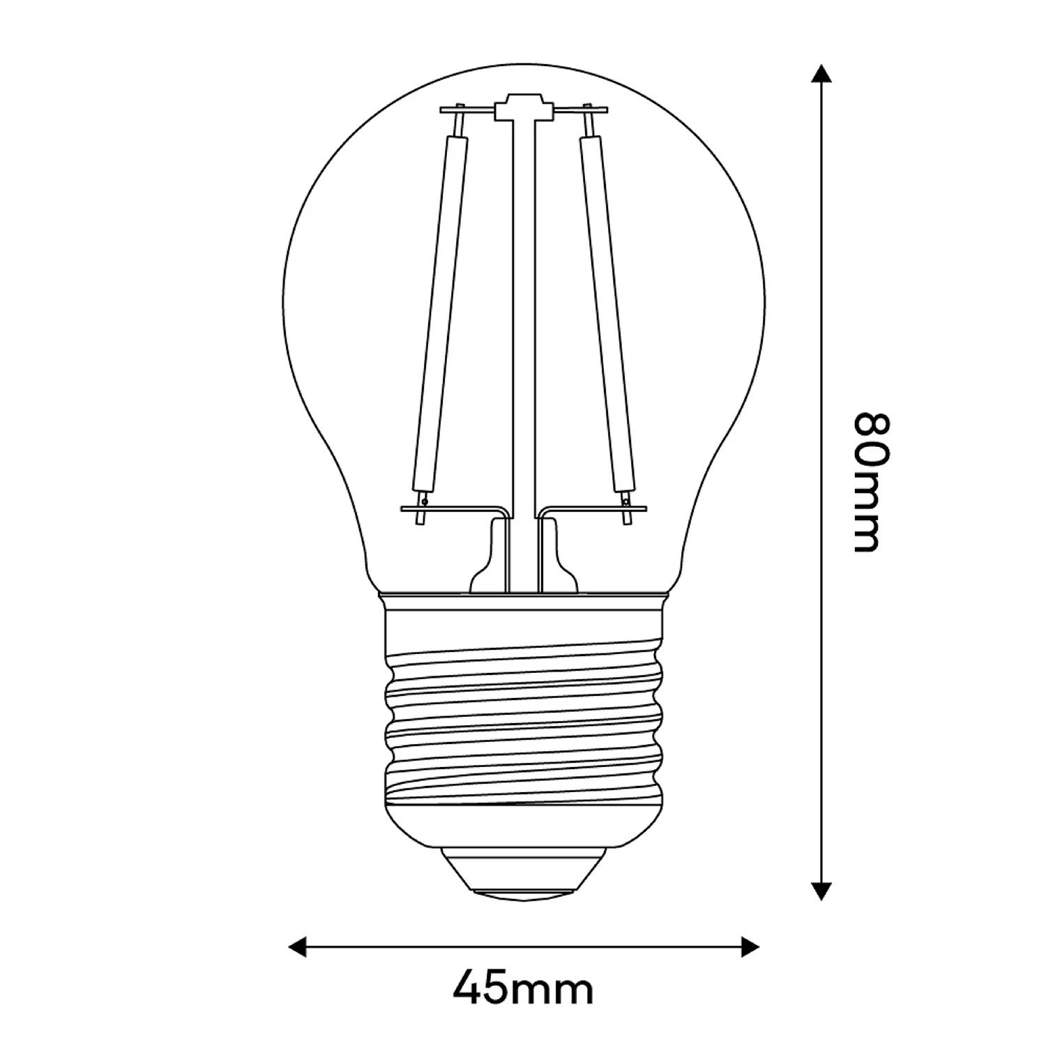 LED Transparent Light Bulb G45 2W 136Lm E27 2700K - E08