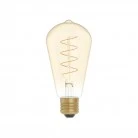 LED Golden Light Bulb Carbon Line Curved Spiral Filament Edison ST64 4W 250Lm E27 1800K Dimmable - C04