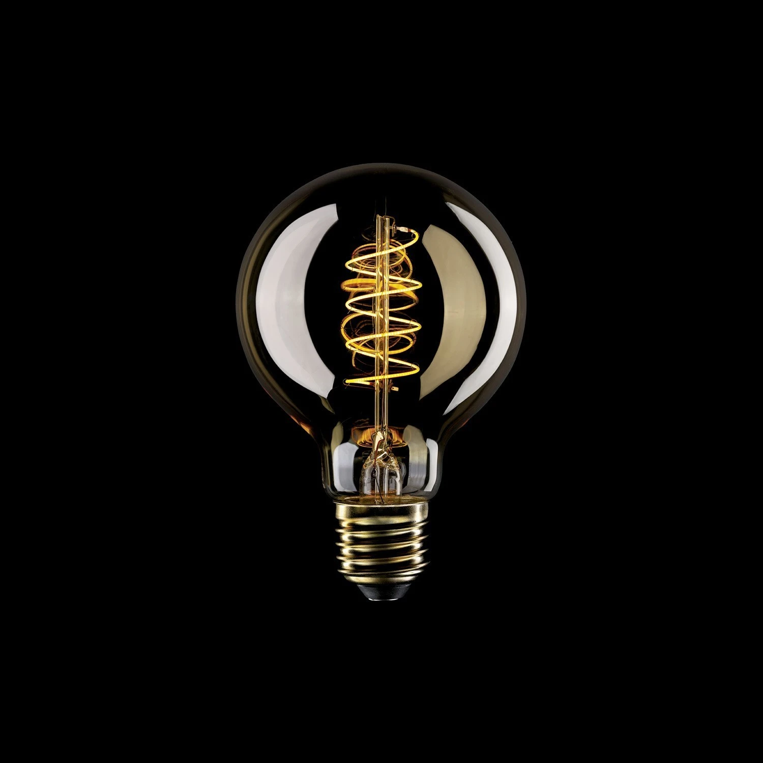 LED Golden Light Bulb Carbon Line Curved Spiral Filament Globe G80 4W 250Lm E27 1800K Dimmable - C05