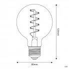 LED Golden Light Bulb Carbon Line Curved Spiral Filament Globe G80 4W 250Lm E27 1800K Dimmable - C05