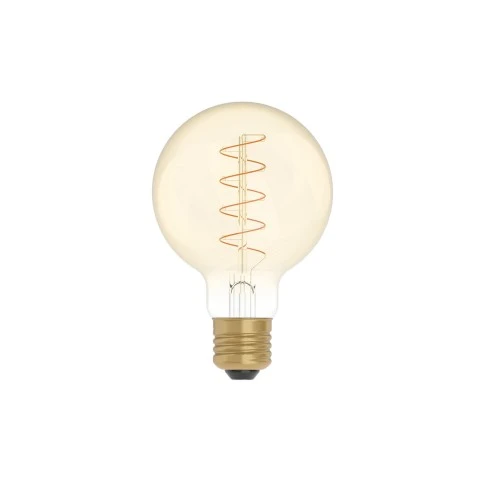 LED Golden Light Bulb Carbon Line Curved Spiral Filament Globe G80 4W 250Lm E27 1800K Dimmable - C05