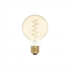 LED Golden Light Bulb Carbon Line Curved Spiral Filament Globe G80 4W 250Lm E27 1800K Dimmable - C05