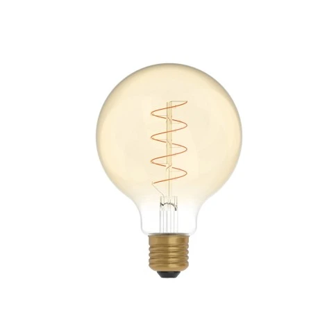 LED Golden Light Bulb Carbon Line Curved Spiral Filament Globe G95 4W 250Lm E27 1800K Dimmable - C06