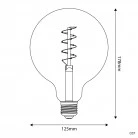 LED Golden Light Bulb Carbon Line Curved Spiral Filament Globe G125 4W 250Lm E27 1800K Dimmable - C07