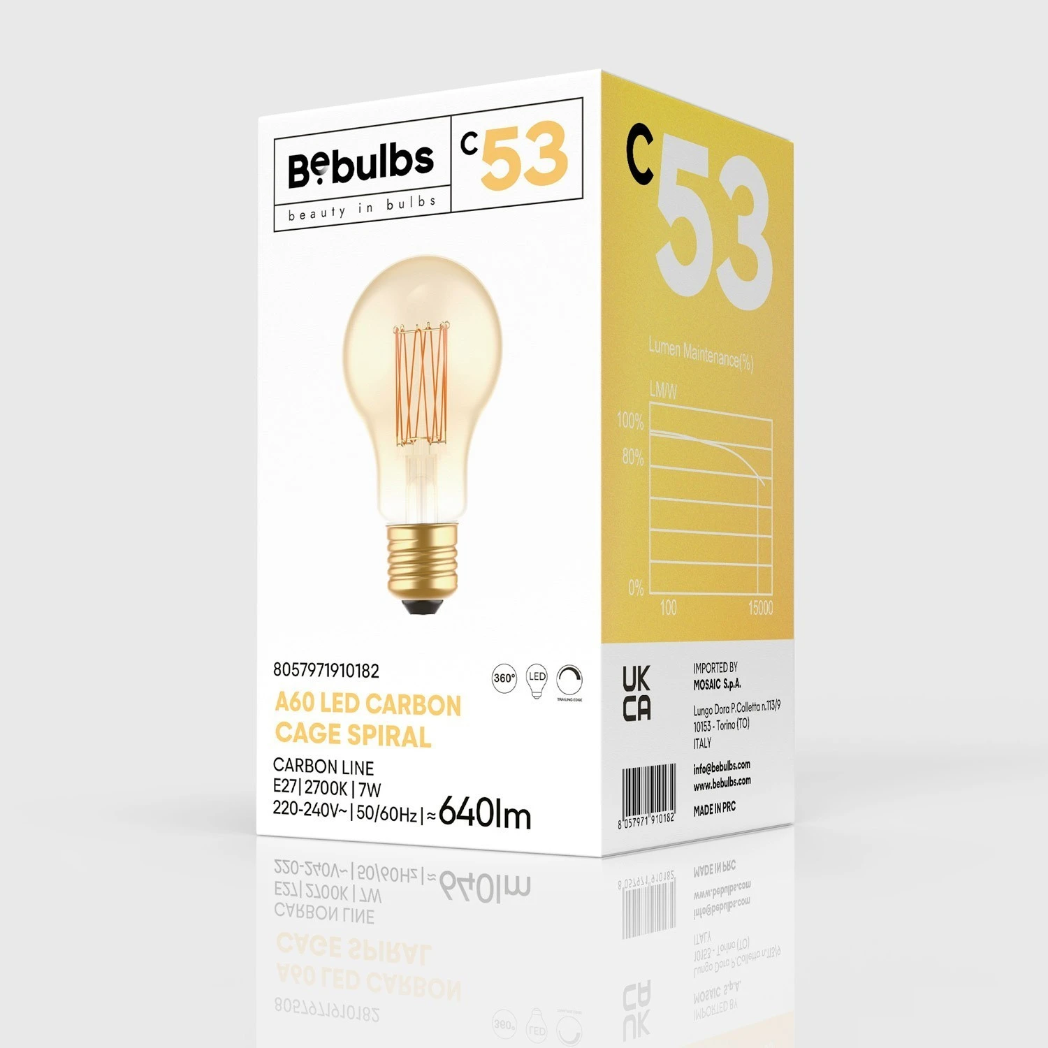 LED Golden Light Bulb Carbon Line Filament Cage Drop A60 7W 640Lm E27 2700K Dimmable - C53