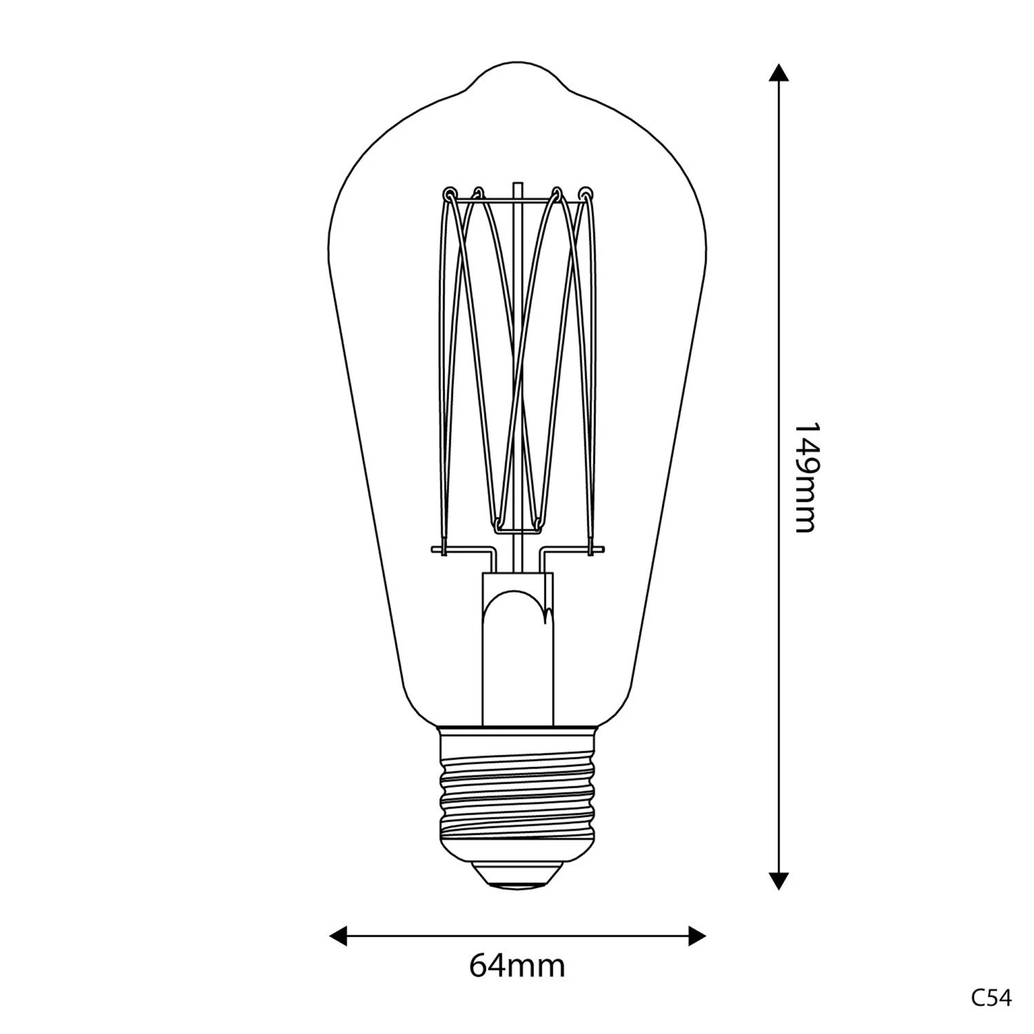 LED Golden Light Bulb Carbon Line Filament Cage Edison ST64 7W 640Lm E27 2700K Dimmable - C54