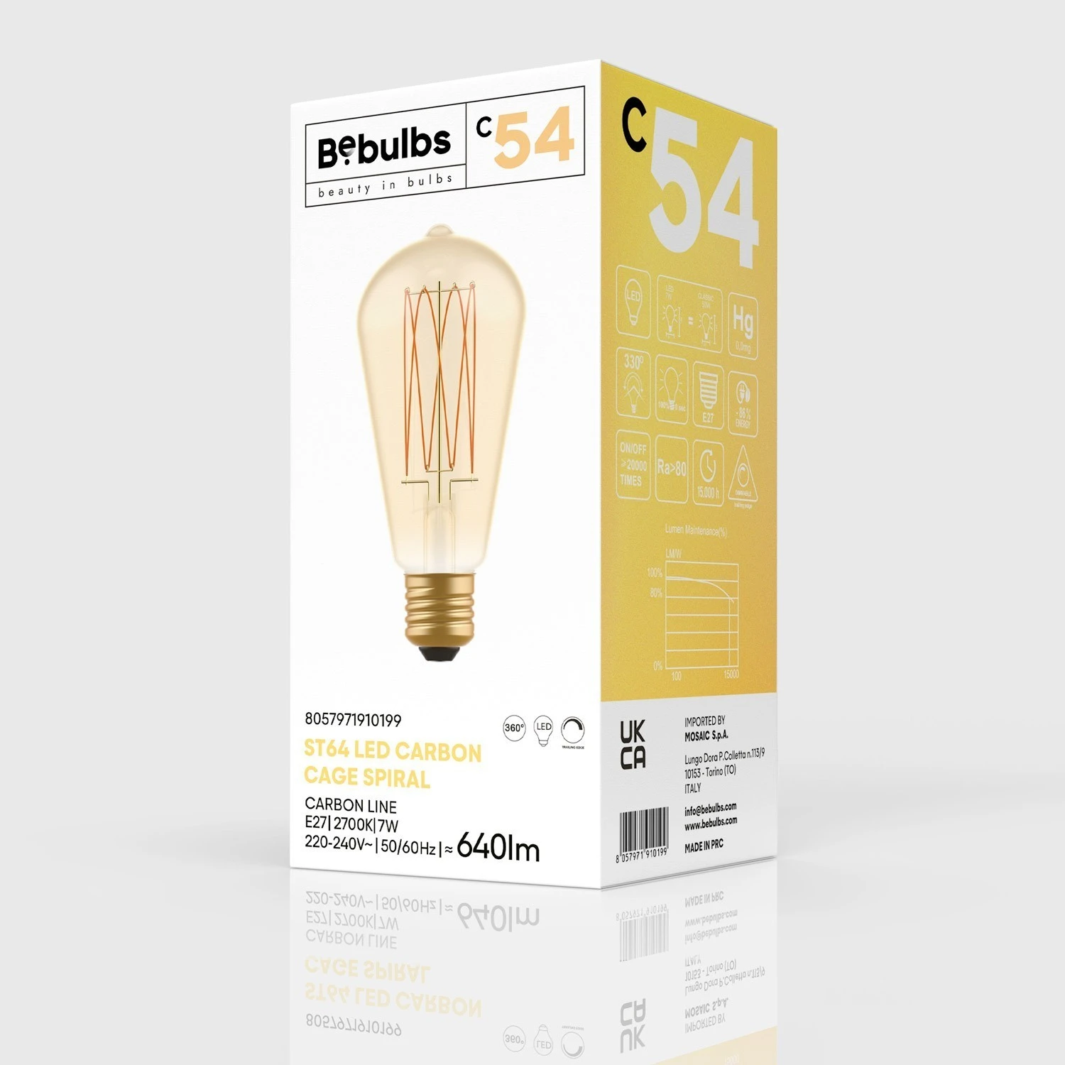 LED Golden Light Bulb Carbon Line Filament Cage Edison ST64 7W 640Lm E27 2700K Dimmable - C54