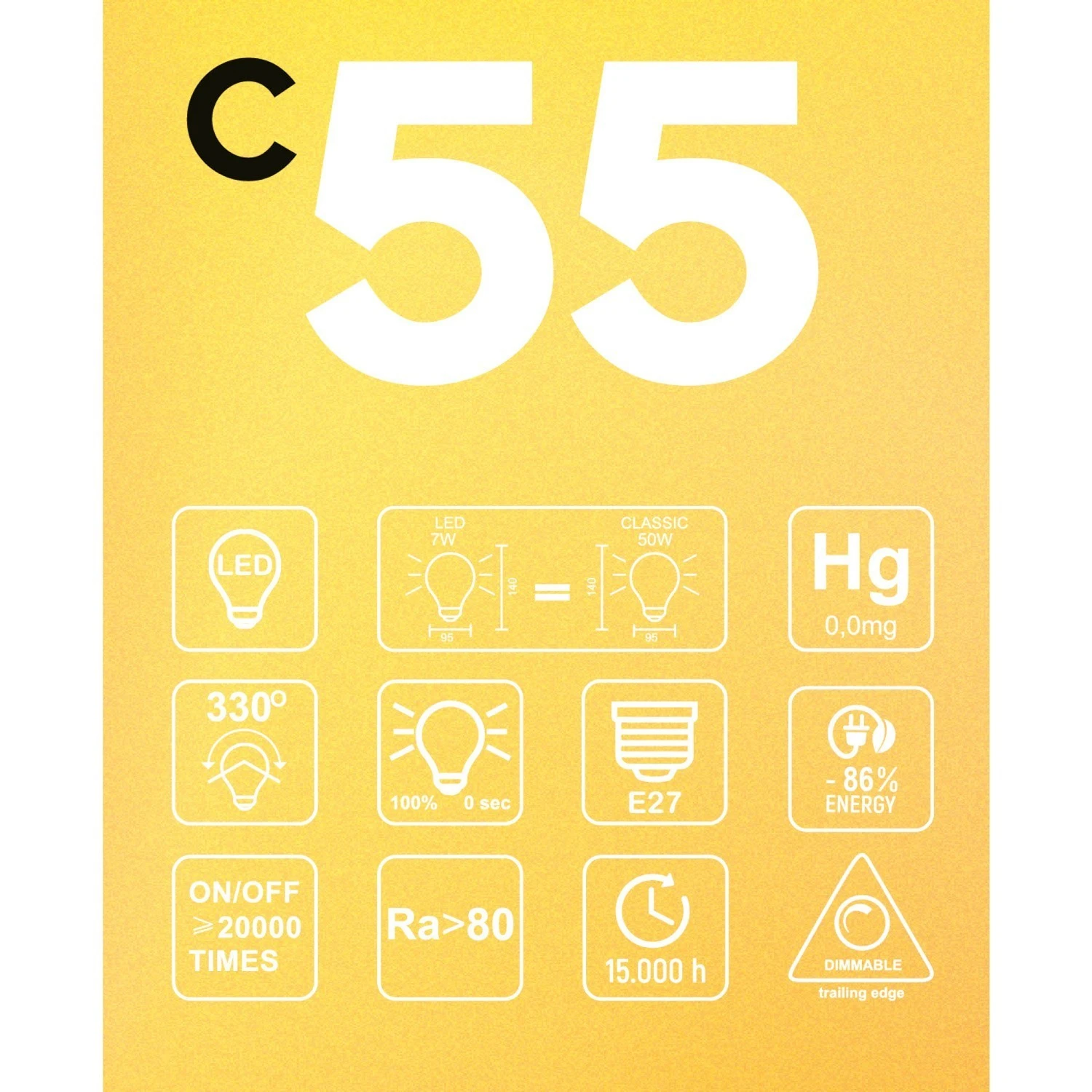 LED Golden Light Bulb Carbon Line Filament Cage Globe G95 7W 640Lm E27 2700K Dimmable - C55