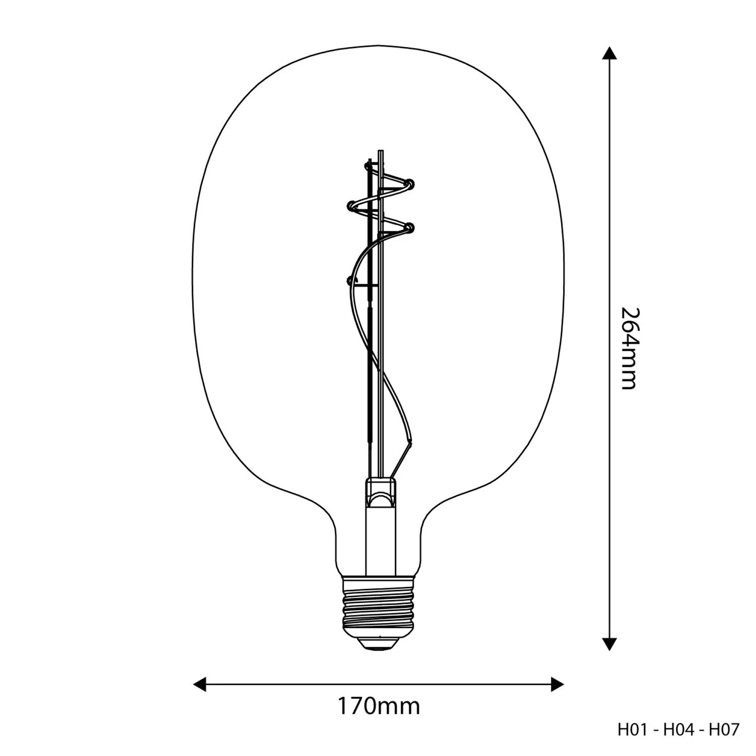 LED Smoky Light Bulb Ellipse 170 10W 470Lm E27 1800K Dimmable - H07