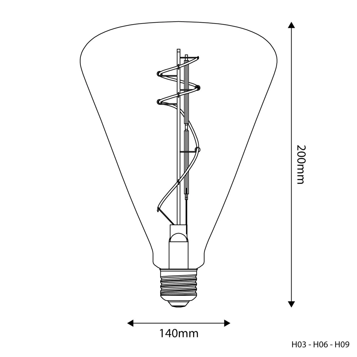 LED Smoky Light Bulb Cone 140 10W 470Lm E27 1800K Dimmable - H09