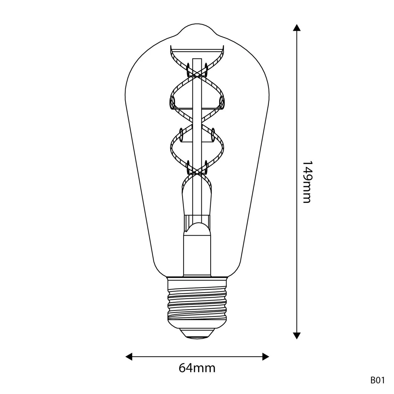 LED Light Bulb Gold B01 5V Collection Spiral Filament Edison ST64 1,3W 80Lm E27 2500K Dimmable