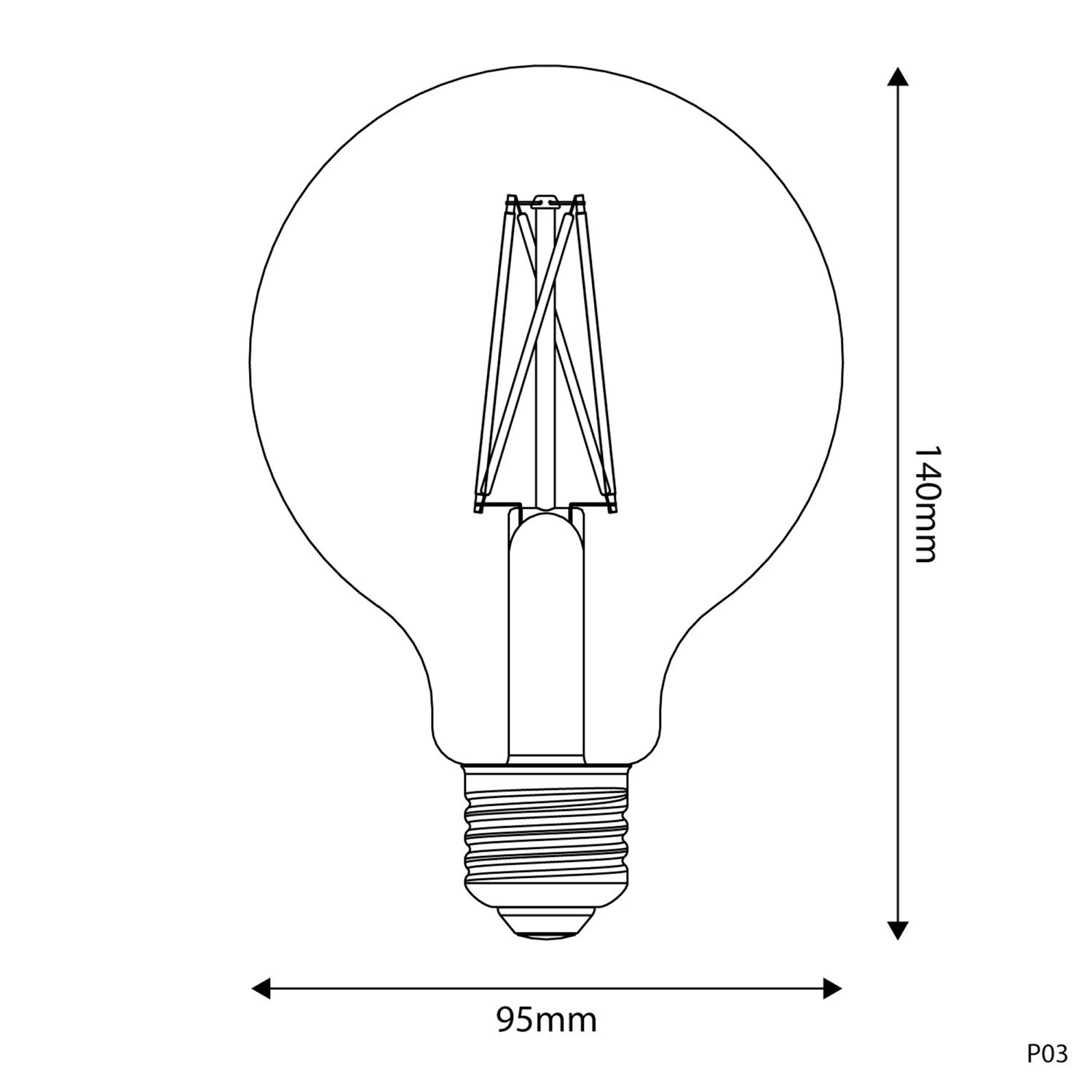 LED Porcelain Effect Light Bulb CRI 95 G95 7W 640Lm E27 2700K Dimmable - P03