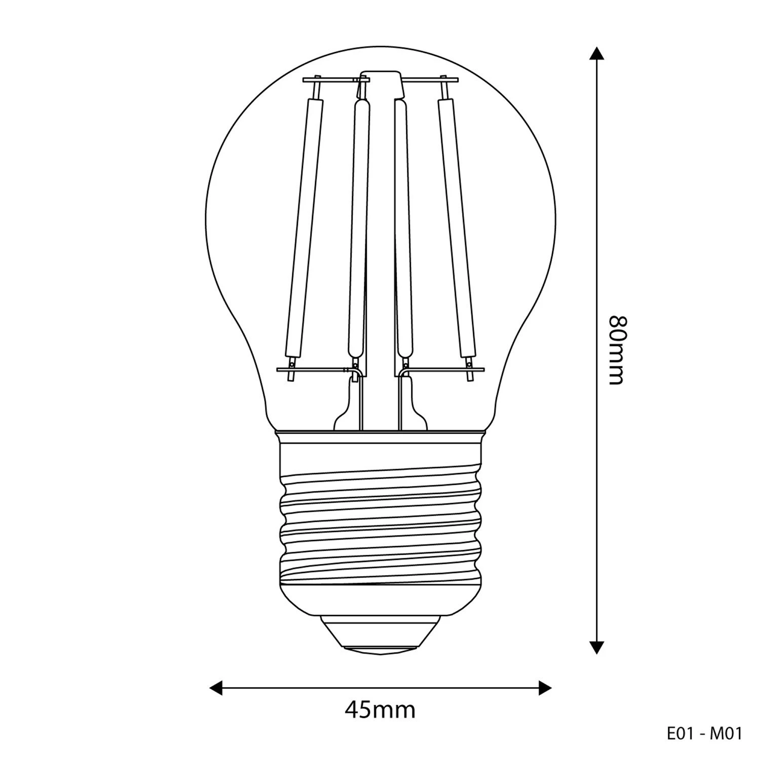 LED Milky Mini Globe Light Bulb G45 4W 470Lm E27 2700K - M01