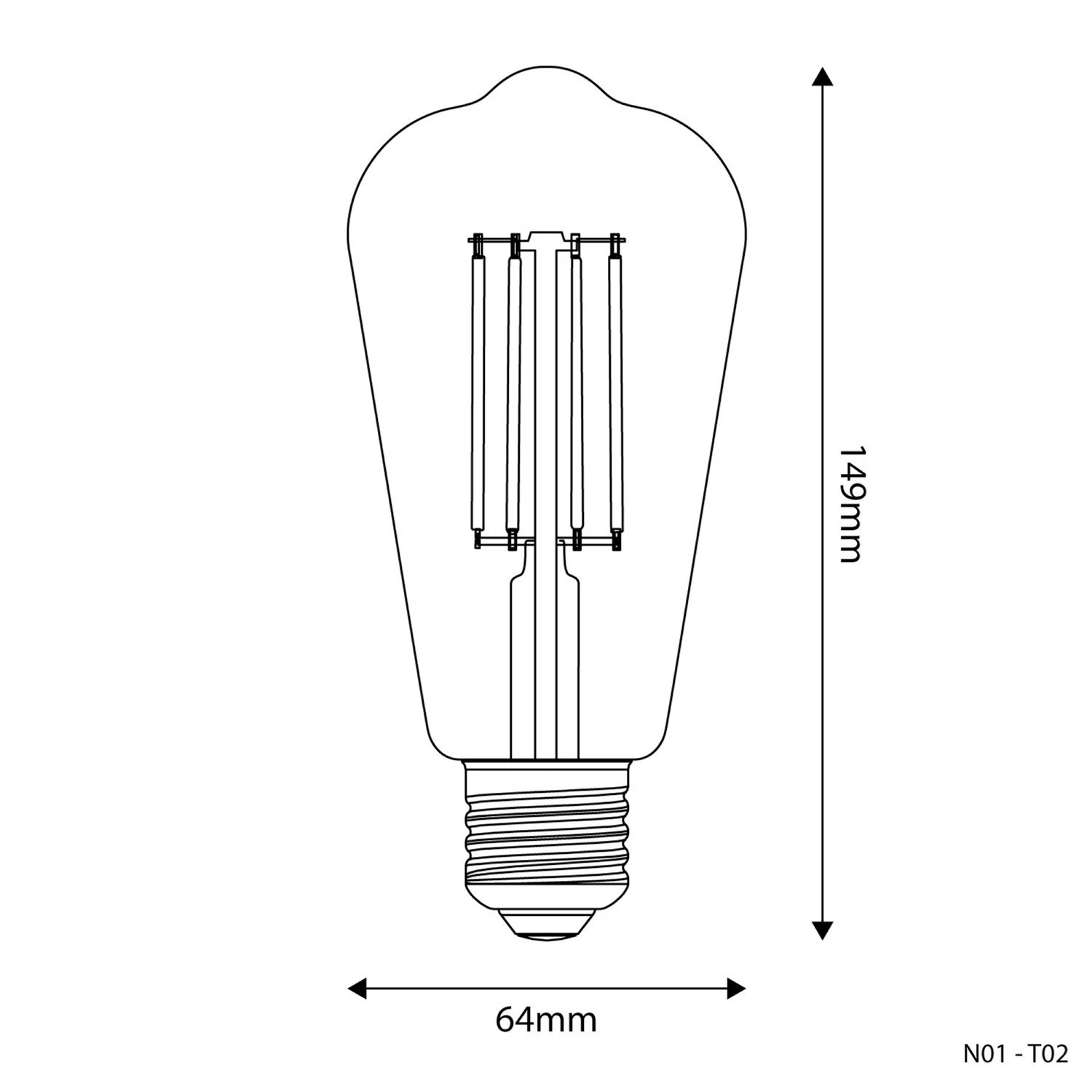 LED Light Bulb Transparent Edison ST64 7W 806Lm E27 3500K Dimmable - N02