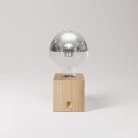 Portable and rechargeable Cabless03 Lamp with silver half-sphere globe bulb