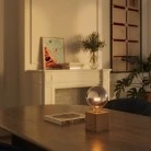 Portable and rechargeable Cabless03 Lamp with silver half-sphere globe bulb