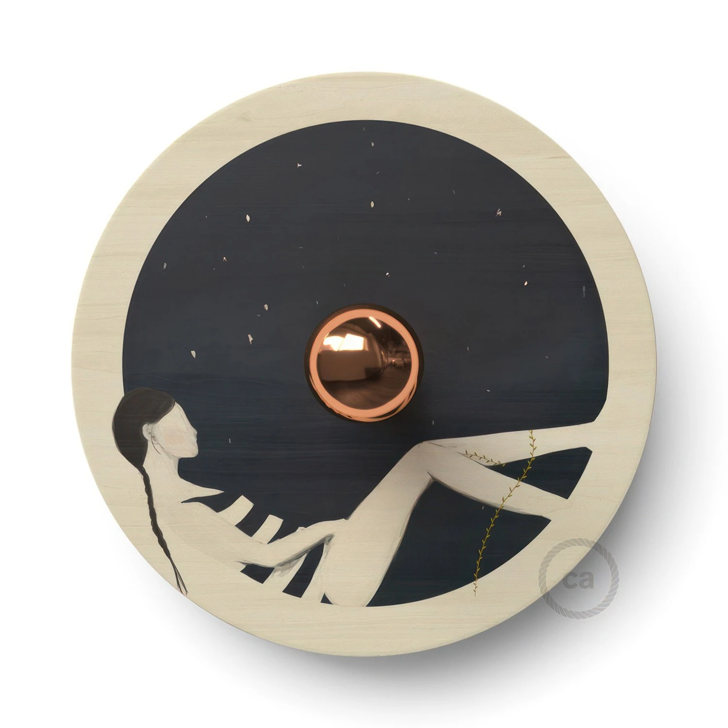 Fermaluce Romantic with double-sided wooden UFO lampshade illustrated by various artists