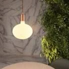 Pendant lamp with textile cable and contrasting metal details - Made in Italy - Bulb included