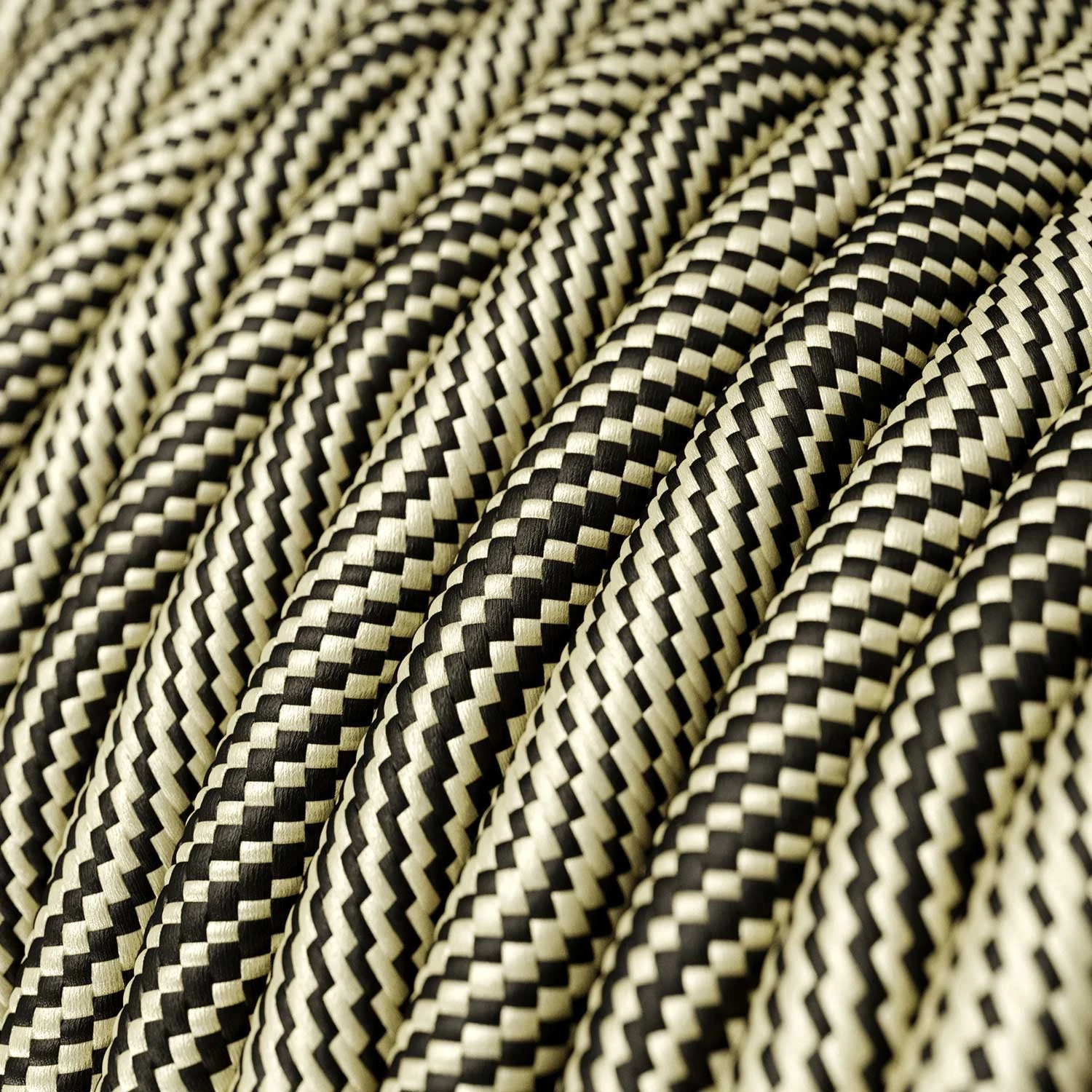 Pendant lamp with textile cable and contrasting metal details - Made in Italy - Bulb included