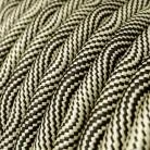 Pendant lamp with textile cable and contrasting metal details - Made in Italy - Bulb included