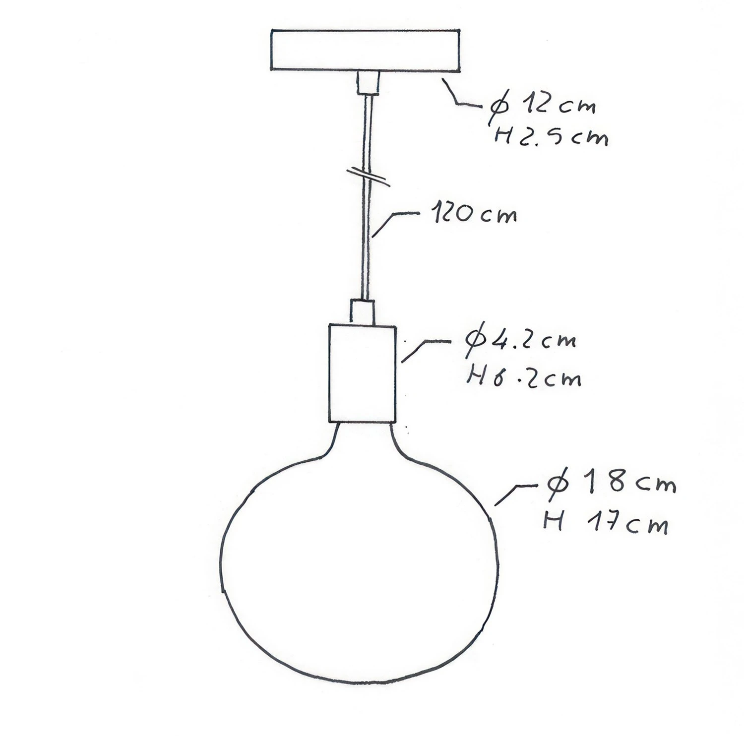 Pendant lamp with textile cable and contrasting metal details - Made in Italy - Bulb included