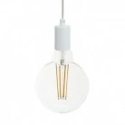Pendant lamp with textile cable and monochrome metal details - Made in Italy - Bulb included