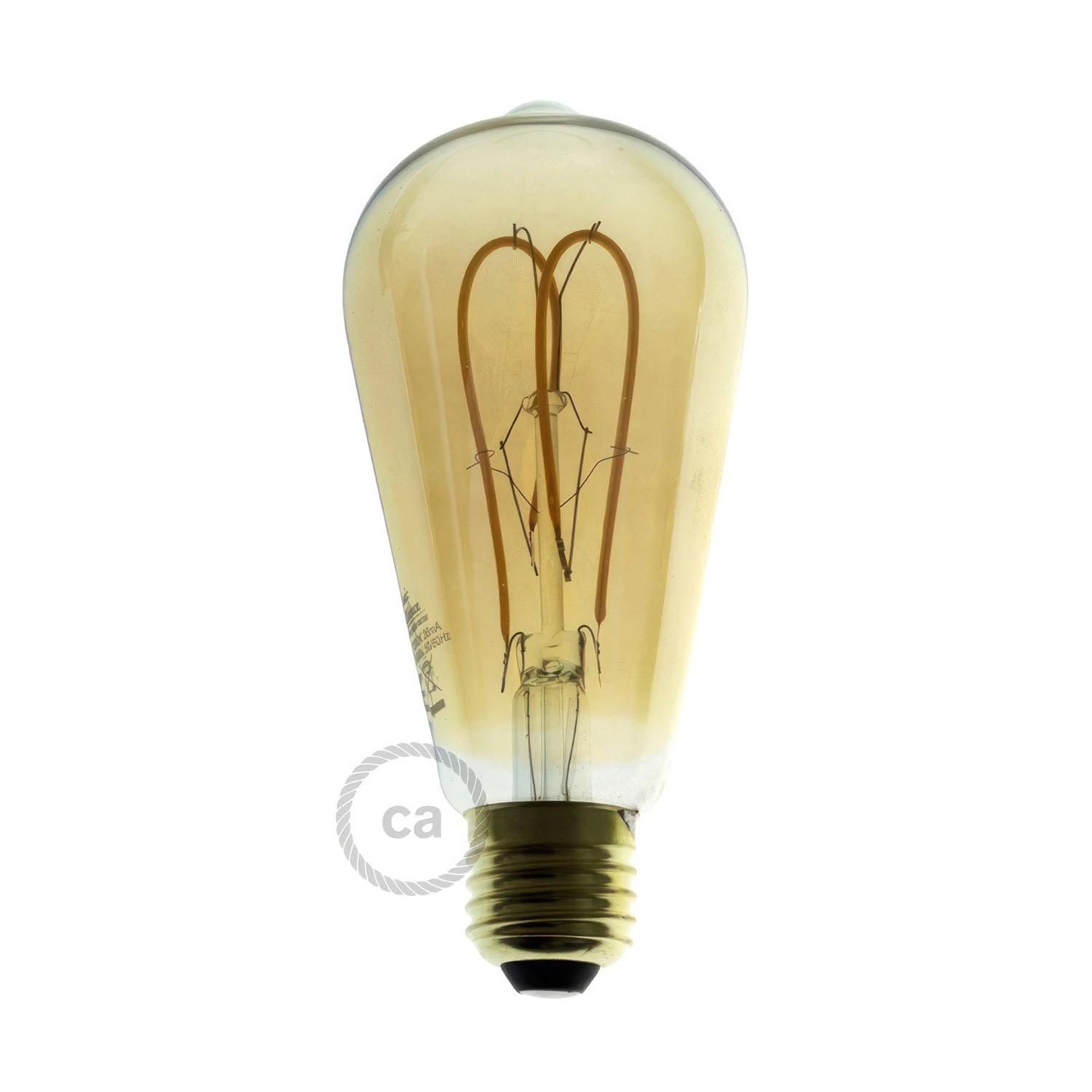 Pendant lamp with textile cable and satin metal details - Made in Italy - Bulb included