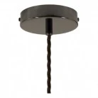 Pendant lamp with twisted textile cable and aluminium lamp holder - Made in Italy