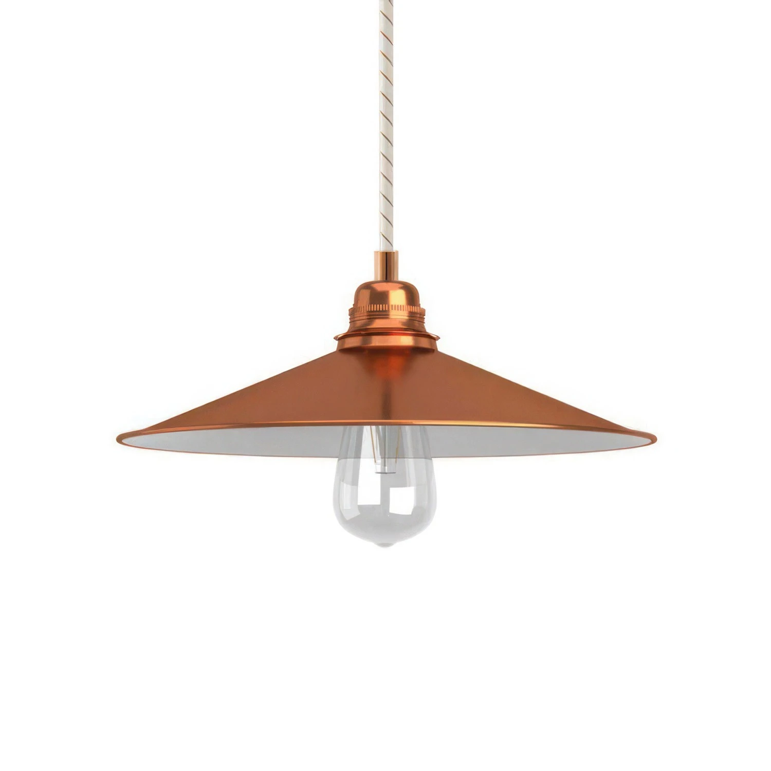 Pendant lamp with textile cable, Swing lampshade and metal details - Made in Italy - Bulb included