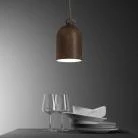 Pendant lamp with textile cable and lampshade Mini Bell XS ceramic shade - Made in Italy - Bulb included