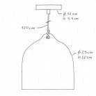 Pendant lamp with textile cable and lampshade Bell M in ceramic - Made in Italy - Bulb included