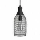 Pendant lamp with textile cable, Jéroboam bottle lampshade and metal details - Made in Italy - Bulb included