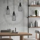 Pendant lamp with textile cable, Jéroboam bottle lampshade and metal details - Made in Italy - Bulb included