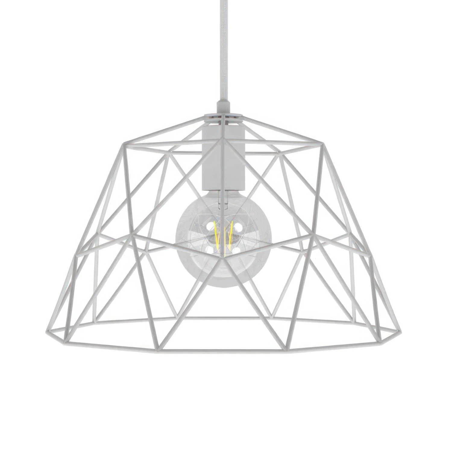 Pendant lamp with textile cable, Dome lampshade and metal details - Made in Italy - Bulb included