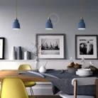 Pendant lamp with textile cable, Vase ceramic lampshade and metal details - Made in Italy - Bulb included