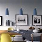 Pendant lamp with textile cable, Bottle ceramic lampshade and metal details - Made in Italy - Bulb included