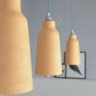 Pendant lamp with textile cable, Bottle ceramic lampshade and metal details - Made in Italy - Bulb included