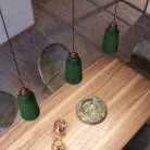 Pendant lamp with textile cable, Bottle ceramic lampshade and metal details - Made in Italy - Bulb included