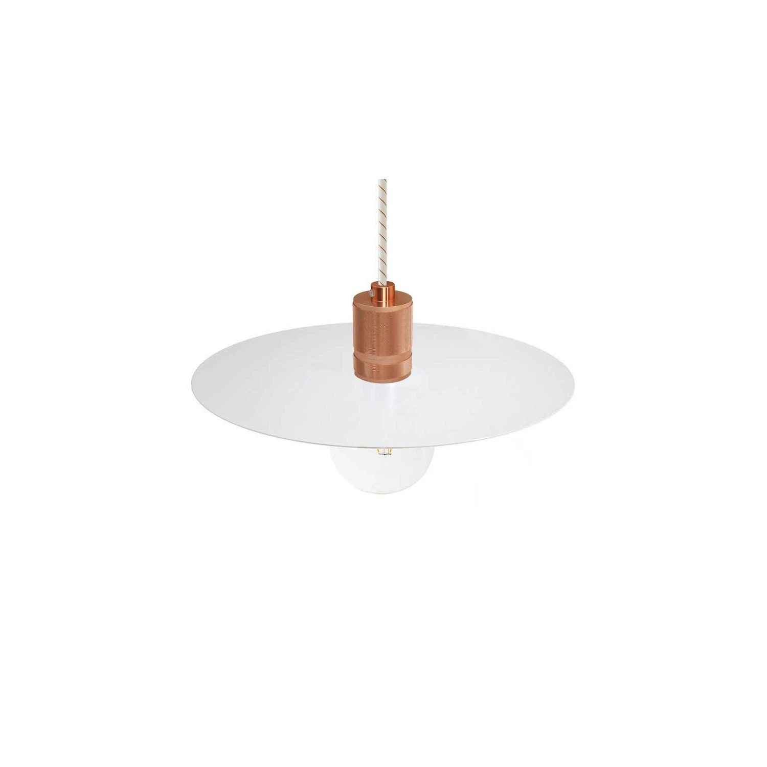 Pendant lamp with textile cable, Ellepi oversized lampshade and knurled lamp holder - Made in Italy - Bulb included