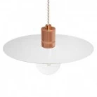 Pendant lamp with textile cable, Ellepi oversized lampshade and knurled lamp holder - Made in Italy - Bulb included