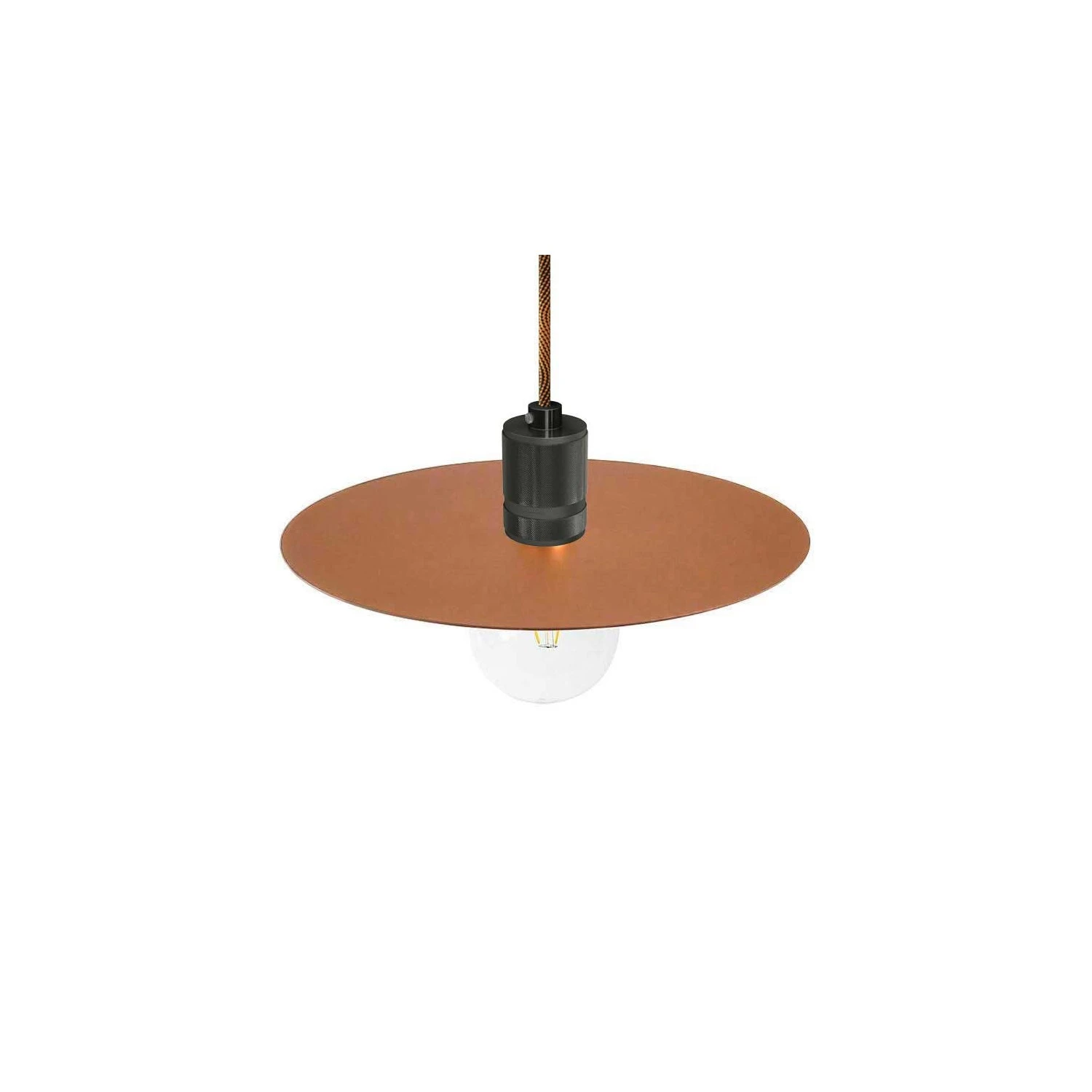 Pendant lamp with textile cable, Ellepi oversized lampshade and knurled lamp holder - Made in Italy - Bulb included