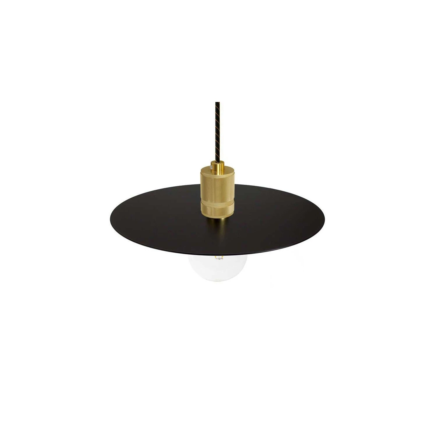 Pendant lamp with textile cable, Ellepi oversized lampshade and knurled lamp holder - Made in Italy - Bulb included