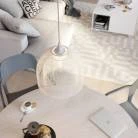 Pendant lamp with textile cable, Ghostbell XL cage lampshade and metal details - Made in Italy - Bulb included