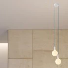 2-light multi-pendant lamp featuring fabric cable and metal finishes