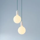 2-light multi-pendant lamp featuring fabric cable and metal finishes